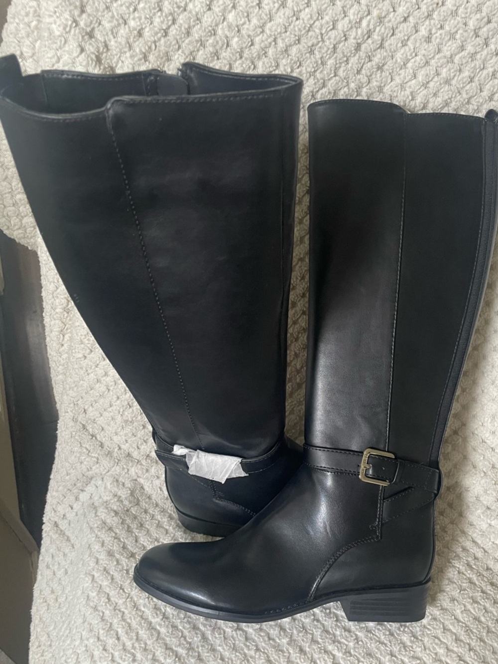 Nine West Black Over-the-Knee Riding Boots with Buckle Detail